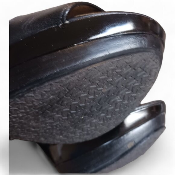 Michael Kors Carla Black Leather Platform Open Toe Cone Heels - Picture 15 of 16